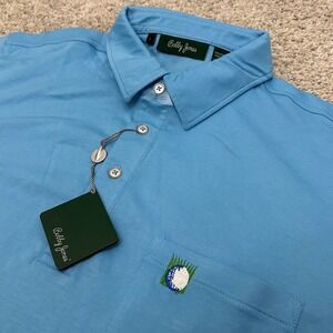 Bobby Jones Polo Shirt Size Large Pool Blue Pima Cotton Golf Pocket New NWT